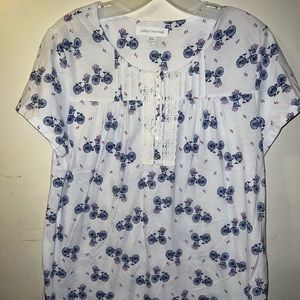 Carole Hochman Small  Blue and White Long Pajama Pants set